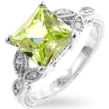 Click here to buy Sterling Silver Fashion Ring with Peridot CZ - .925 Silver by ToltecTraders.com.