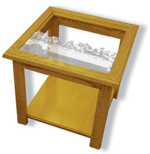 Oak Glass Top End 20 high