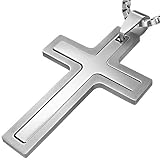 New Men's Stainless Steel Cut-Out Cross Pendant & Chain - Length 50cms