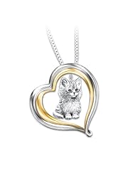 Purr-fect Companion Heart Shaped Keepsake Cat Pendant Necklace by The Bradford Exchange