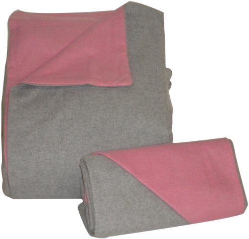 La Rochelle Flannel 100-Percent Cotton Full/Queen Duvet Cover Set, Solid Pink and Heather Gray