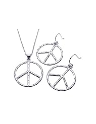 Nickel Free Sterling Silver Pendant & Earring Sets Peace Sign Set