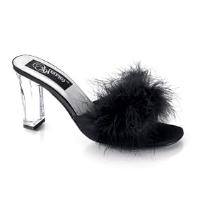 3 1/4 Inch Sexy Lingerie Shoe Low Heel Shoe Square Toe Shoe With Marabou Slide CLEARANCE