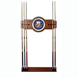 NHL New York Islanders 2 piece Wood and Mirror Wall Cue Rack
