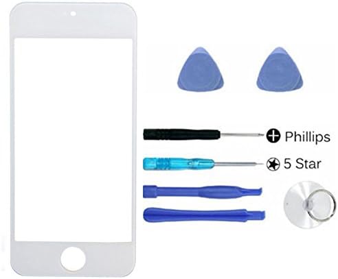 DUDES Front Outer Screen Glass Lens Repair Replacement for iPod Touch 5 + Tool Kit (White)