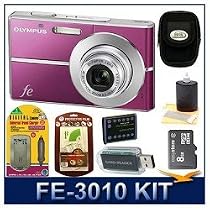 Olympus FE-3010 12MP 2.7 LCD Digital Camera (Magenta) Sensible Mega Savings Bundle