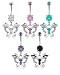 FLOWER WITH SWIRLS AND GEMS BELLY RING BNAFL151BZ- BLUE ZIRCON (WITH TEAL)
