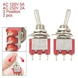2 Pcs AC 120V/5A 250V/2A ON OFF ON SPDT Toggle Switches
