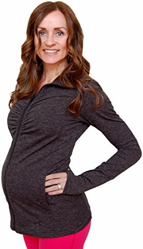 Impact Fitness - Maternity Ruching Remix Jacket-Medium (Black Mix Space Dye)