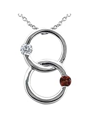 0.62 Ct Round G/H Diamond Red Garnet 925 Sterling Silver Pendant