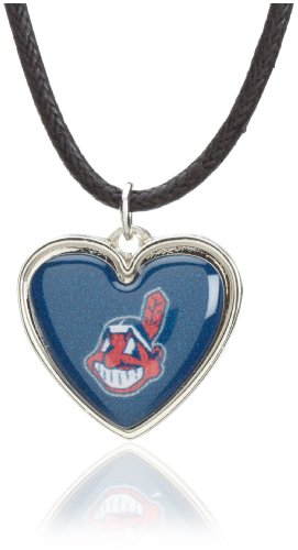 MLB Cleveland Indians Crystal Heart Reversible Necklace