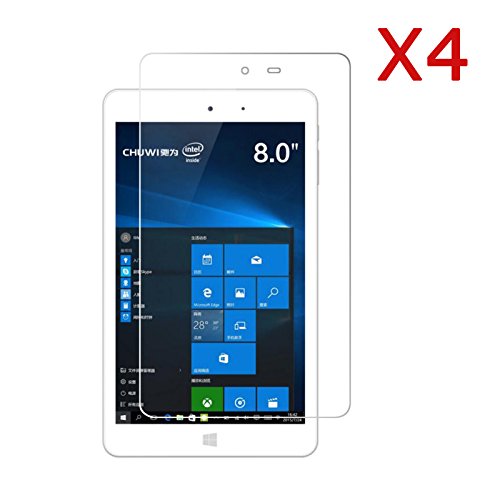 Chuwi Hi8 Screen Protector, Transwon 4-Pack Ultra-Clear HD Screen Protector for CHUWI HI8 Tablet PC - High Definition Invisible Protective Screen Film with Cleaning Cloth