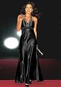 Satin-Abend-Kleid mit Strass schwarz Damen-Kleid Satin Schwarz