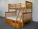 Bunk Bed Twin over Full Mission style in Honey with Drawers