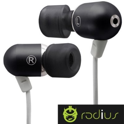 Radius Atomic Bass Aluminum Earbuds - Color Black