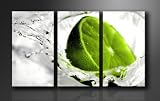 Produkt-Bild: Bild auf Leinwand Lime gr&uuml;n 160 x 90 cm 3 Teile Modell-Nr. XXL 1131 Bilder fertig gerahmt&nbsp;mit Keilrahmen riesig. Ausf&uuml;hrung Kunstdruck als Wandbild mit Rahmen. G&uuml;nstiger als &Ouml;lbild Gem&auml;lde Poster Plakat mit Bilderrahmen