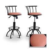 2 24"-29" Peach Vinyl Seat Black Adjustable Specialty / Custom Barstools Se ....