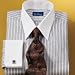 Wide Twill Stripe White Collar Dress Shirt