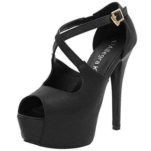 Allegra K Women Peep Toe Strappy Stiletto High Heel Platform Sandals