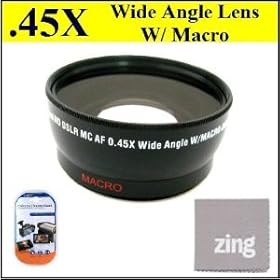 52mm 0.45x Wide Angle Lens with Macro for Sony HDRPJ760V High Definition+ MicroFiber Cleaning Cloth + LCD Screen Protectors