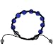 Blue Sapphire Color Crystal Disco Ball Adjustable Unisex Macrame Bead Bracelet w/ Hematite Beads, 3/8 in. (10mm) wide