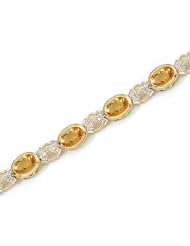 14K Yellow Gold Oval Citrine and Diamond Bracelet