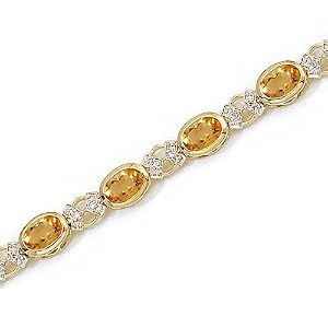 14kt Yellow Gold Diamond and Bezel Set Citrine Bracelet 8.50ct by