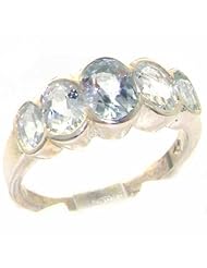 High Quality Solid 925 Sterling Silver Natural Aquamarine Right Hand Ring - Finger Sizes 4 to 12 Available