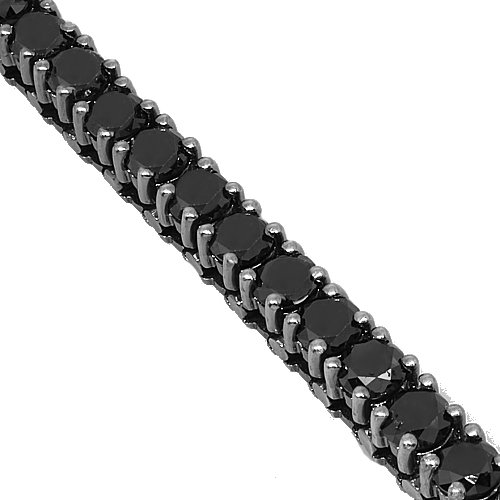 10K Gold Black Rhodium Mens Diamond Tennis Bracelet 