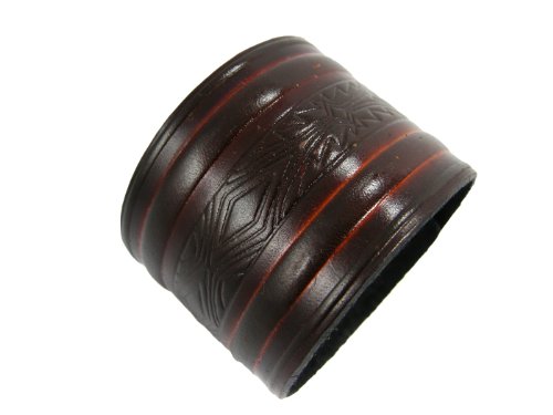 BrownBeans, Retro Unique Print Brown Genuine Leather Men's Bracelet (LBCT3046)