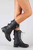 Pack 72 Womens Military Lace Up Buckle Combat Boots Black