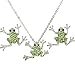 Heirloom Finds Adorable Green Tree Frog Crystal Pendant Earring Set