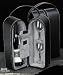 Black Leather Wine Carrier Caddy Bag w/ Two Glasses,Stopper/Opener -Nice Bar Set