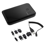 EVOPower Black 2 USB Port Compact External Portable Rechargeable Emergency Backup Battery Charger (5000mAh) - Includes USB Charging Cable + Interchangable Charging Tips + 1 Year Warranty - for Motorola Charm / Grasp / Rambler / Bali / Droid 2 A955 / I1 / Cliq XT / Quench / i890 / Backflip / Devour / A555 / Brute i680 / Quantico V840 / V845 / i410 / Crush