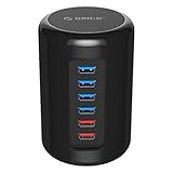 【ORICO日本正規代理店】RH4CS-BK　USB ハブ(4ポート) + 急速 充電器(2ポート) 一体型 高速データ転送 高速 充電 高品質 12V/2.5A 電源 セルフパワー 5Gbps USB3.0 HUB VL812チップ ２基 搭載 AC アダプター PSEマーク付き ブラック RH4CS