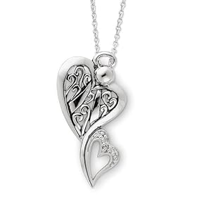 Angel of Protection Sterling Silver Heart Necklace