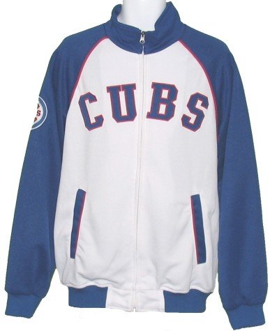 Mens Chicago Cubs White/Blue Track Jacket - L