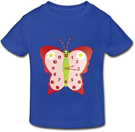 Leapens Little Boys Girls 100% Cotton Clock Baby Butterfly T-Shirt For Toddler RoyalBlue US Size 2 Toddler
