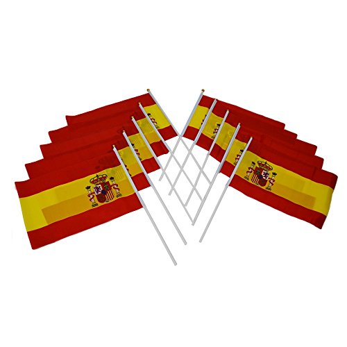 Euro 2016 Fußball Hand winkt England Frankreich Deutschland Italien Spanien Flaggen | Party Spielzeug Tisch Flaggen | 10 Stück SPAIN