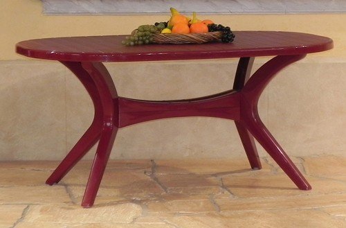 Steiner LYON Gartentisch Boulevardtisch 150 x 90cm oval wetterfest Rot