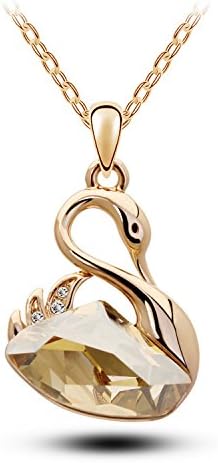 Songhui® Gold-Tone Champagne color Austrian crystals Swan Earrings Necklace Set G211-96