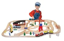 Melissa & Doug Deluxe Wooden Railway Set