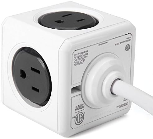 1 Piece Allocacoc Extended PowerCube Socket US Plug 4 Outlets Dual USB Port Adapter with 1.5m Cable(Gray)