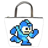 Bucket Bag (Leather) (Purse, Handbag) of Vintage Retro Megaman (Mega Man) Running Sprite Graphic