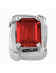 14K White Gold Emerald Cut Chatham Created Ruby Pendant -- LIFETIME WARRANTY