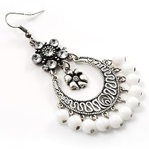 Antique Silver Floral Chandelier Earrings