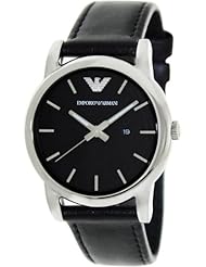 Emporio Armani Womens Classic AR1693 Black Leather Quartz Watch with Black Dial
