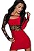Amour-Sexy Flirty Black Strings One Shoulder Romper Clubwear Disco Gogo (AF5428:Red)
