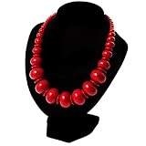 Red Graduated Ceramic Bead Choker Necklace