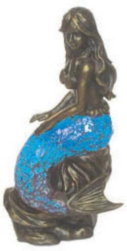New! Pretty Mermaid Table Lamp with Mosaic Glass Shade-1790